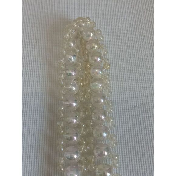 Iridescent Clear Acrylic Beaded Lightweight Tassel Pendant Statement Necklace - Picture 7 of 9